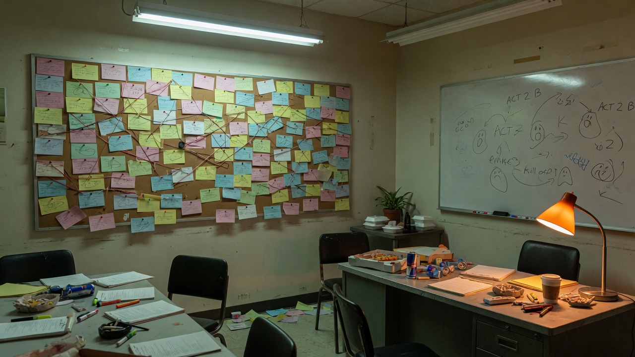 An empty late-night television writers' room